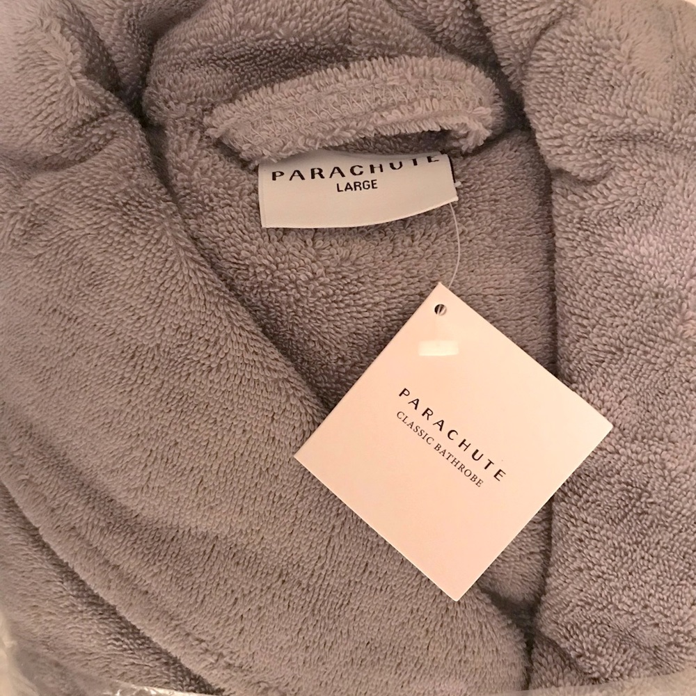 Parachute Bathrobe, size large, grey 3/4 length, in it’s original packaging.